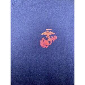 Marine 100% Polyester Mens Large Navy Blue  Crew Tee Shirt With Red Logo